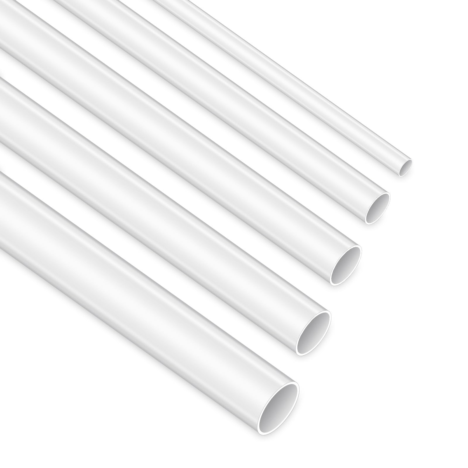 25Pcs Plastic Tubing 5 Sizes ABS White Round Bars Rod Hollow Tube for DIY San…