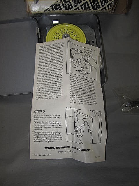 Sears Electric Water Heater Heavy Duty Time Switch Electrical Timer Model: 5898
