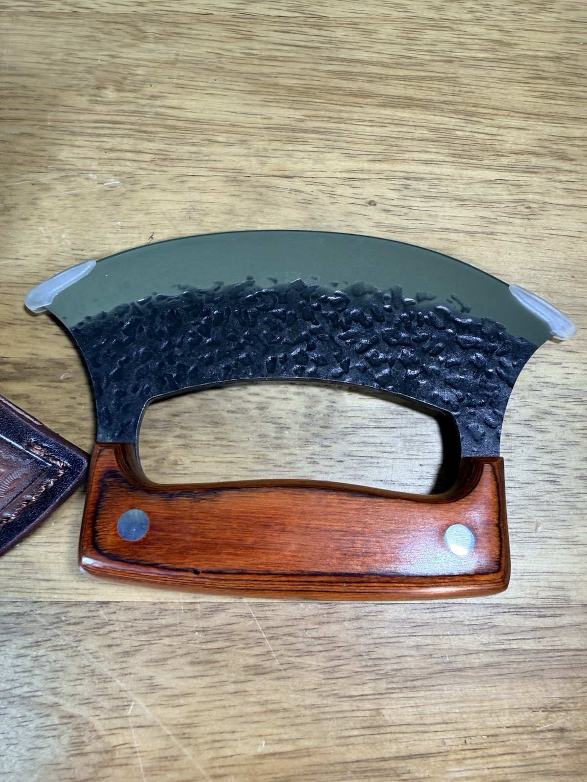 TIVOLI Ulu Knife with Wooden Sheath- Full Tang High Carbon Steel
