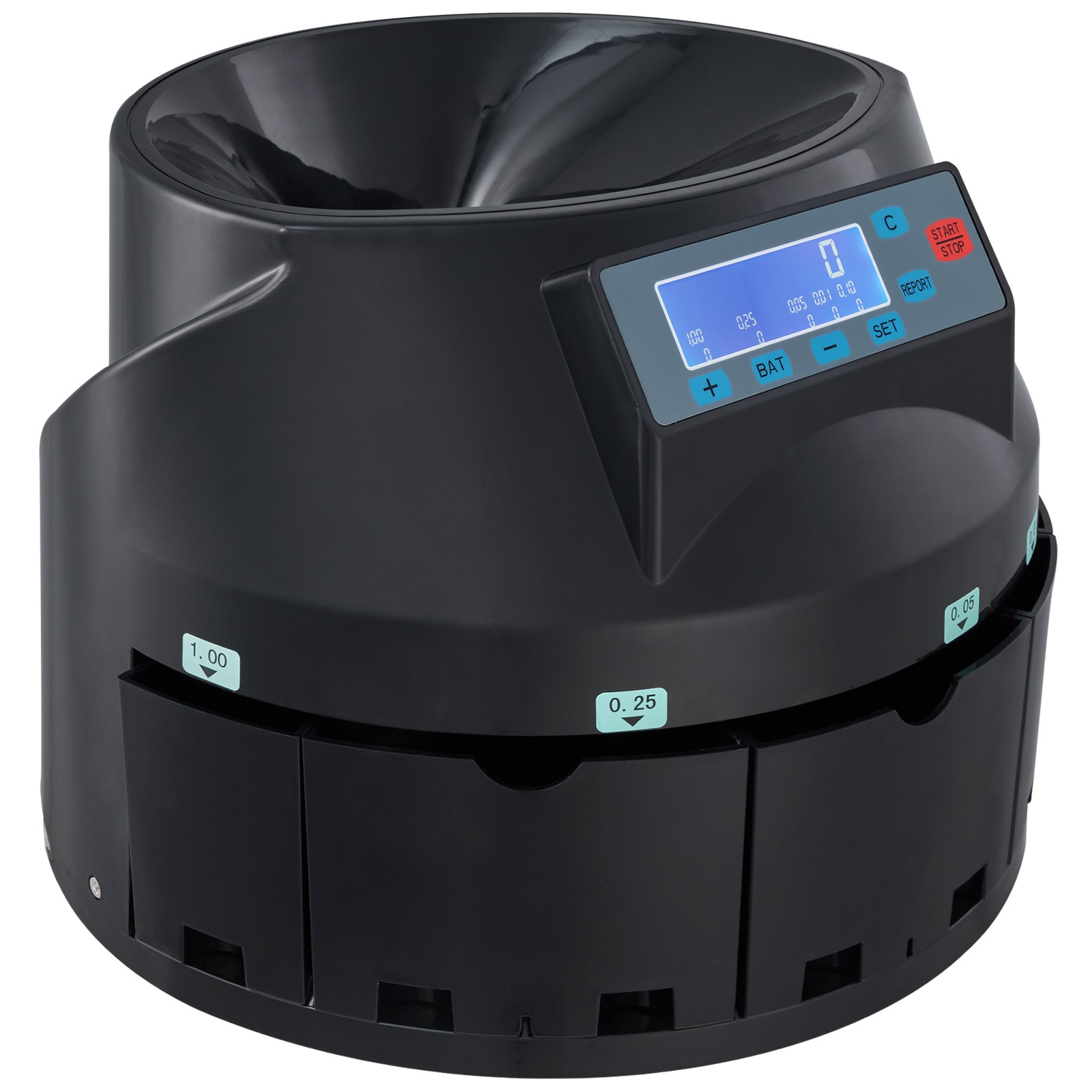 VEVOR USD Coin Sorter Coin Counter Wrapper and Roller 300 Coins/min LCD Display