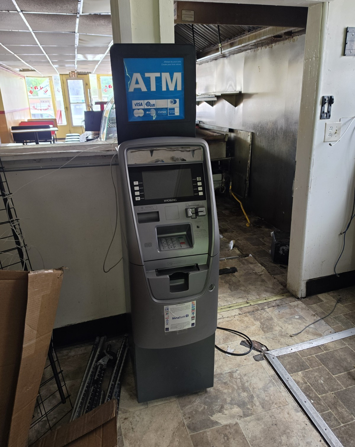 Hyosung PAI ATM Machine Stand Alone Kiosk w/ ATM Sign Topper