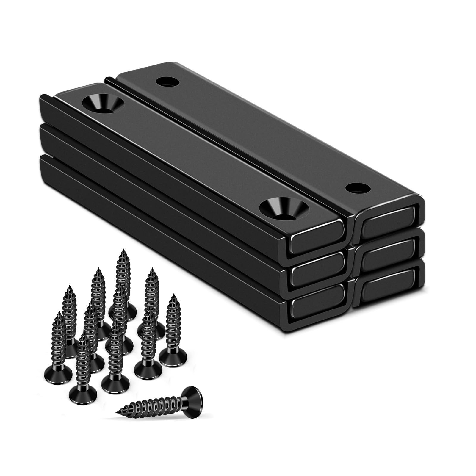 80lbs Neodymium Bar Magnets with Screws Holes, Strong Cabinet Magnets for Clo…