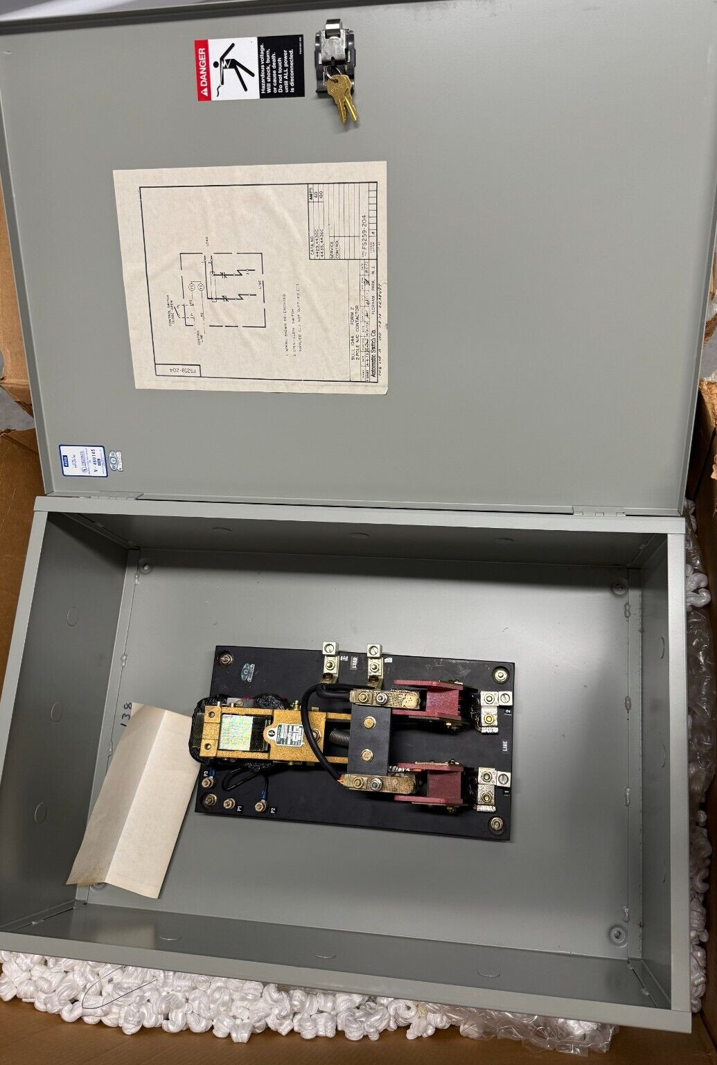 ASCO Automatic Open Transfer Switch 4436C 250VDC 100A Contacts, 120VAC Coil