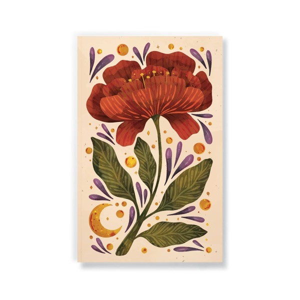 240pg Blank Notebook 8.25"x5.75" Burgundy Bloom with Carmel Crinkle