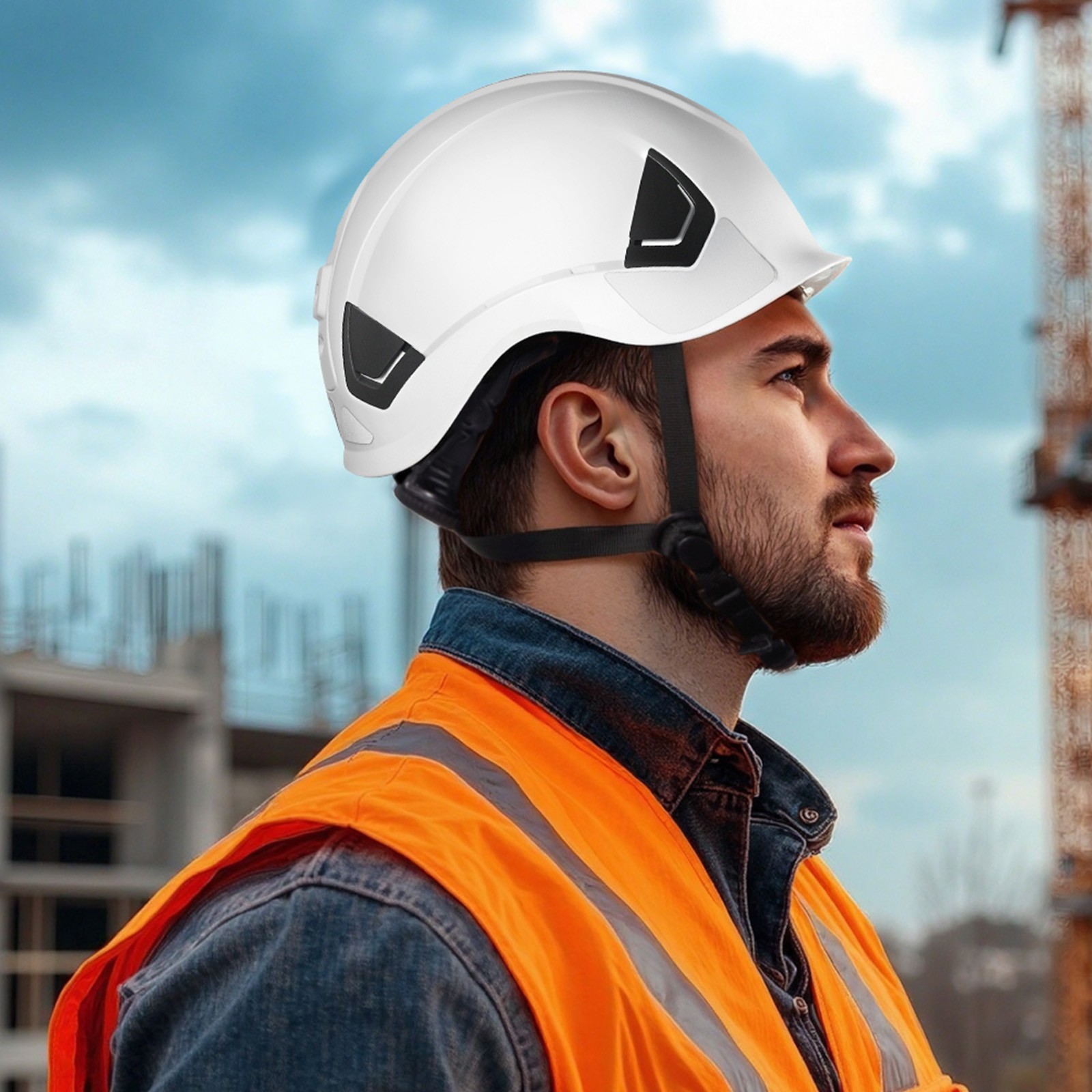 VEVOR Construction Safety Helmet Vented Class C White Safety Hardhat Men & Women