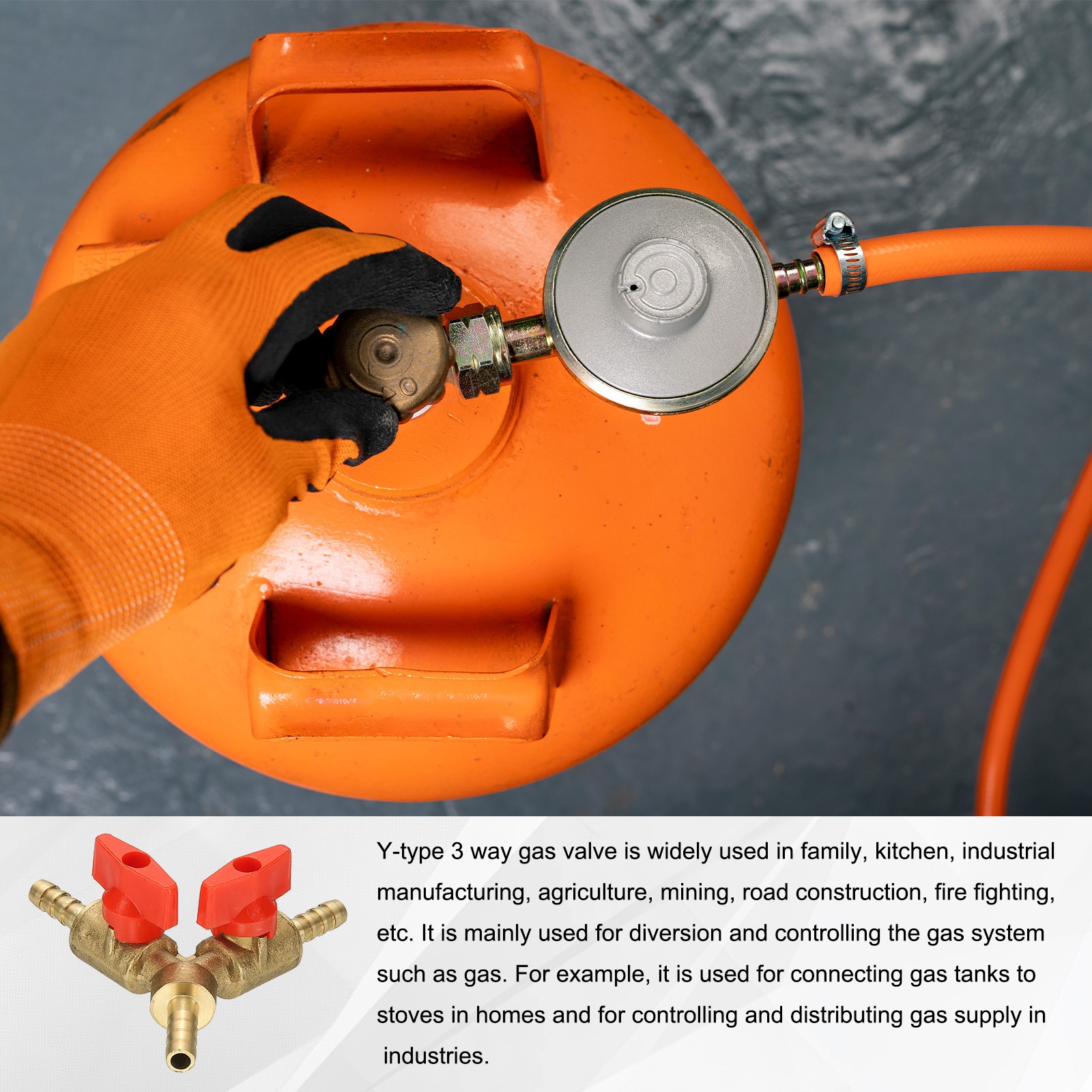 3 Way Shut Off Ball Valve, 1/4″ Y Shaped Hose Fitting with Switch, Red