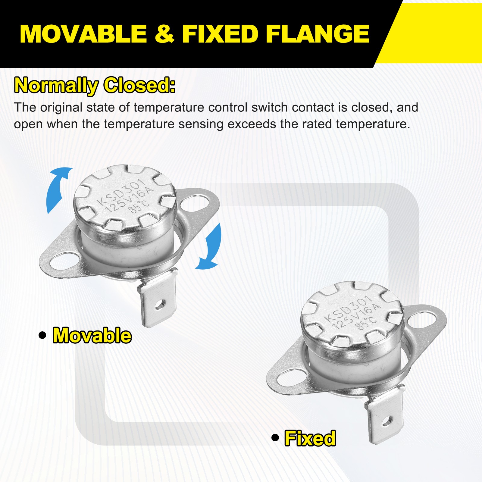 2Pcs KSD301 Thermostat 85°C/185°F 16A Normally Closed N.C Switch, Ceramic