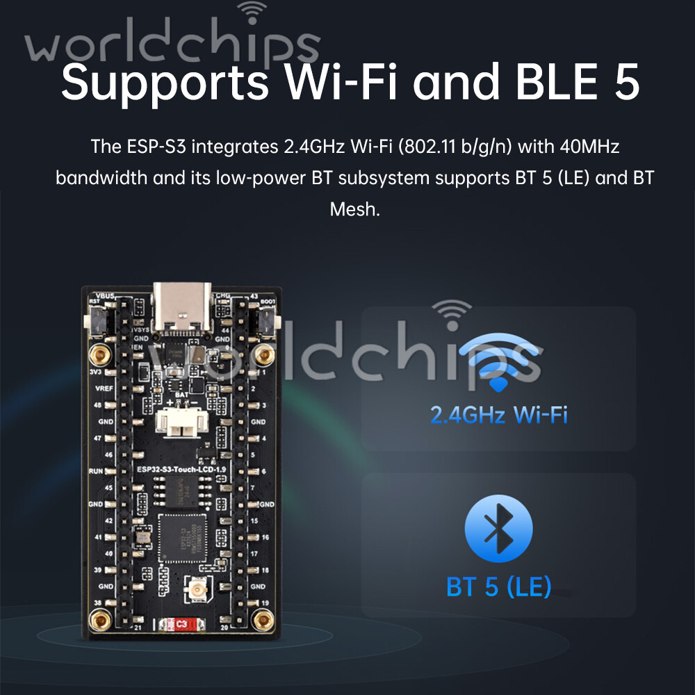 1.9 inch Dual Core ESP32-S3 WiFi Bluetooth Development Board LCD Touch Module