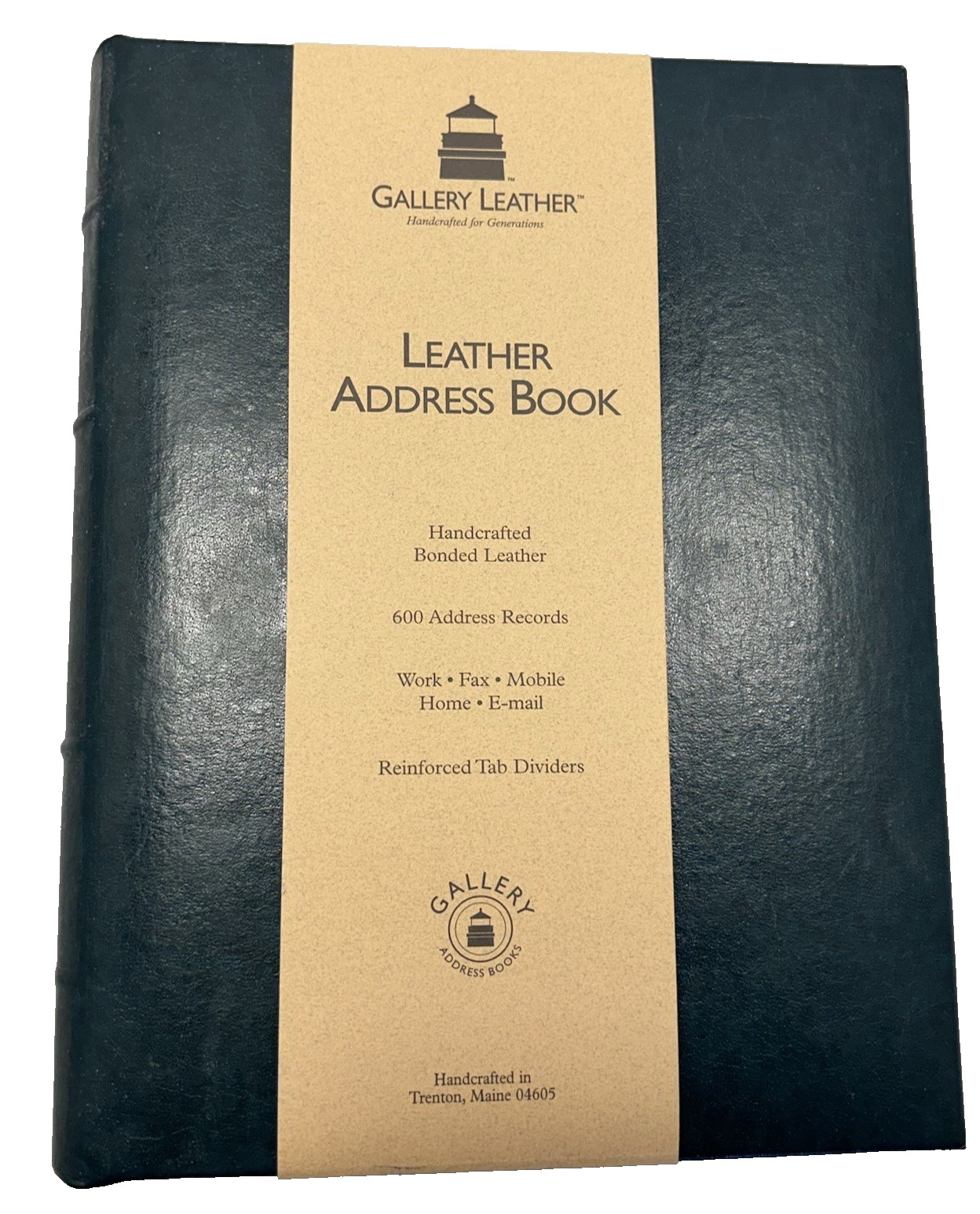 Gallery Leather Address Book 9×7 Handcrafted Refillable Acadia Green