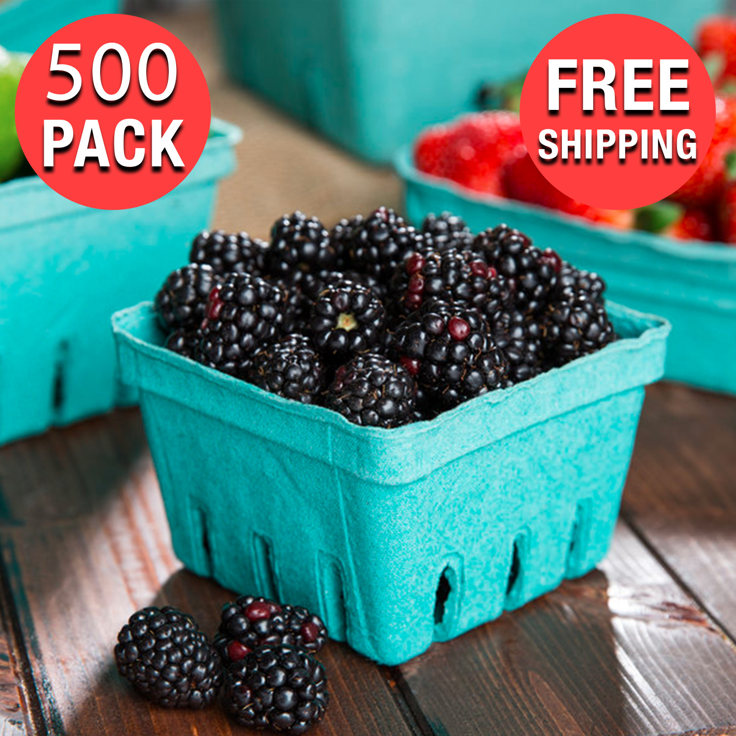 500/Case 1 Pint Green Berry Produce Fruit Basket Molded Pulp Cardboard Container