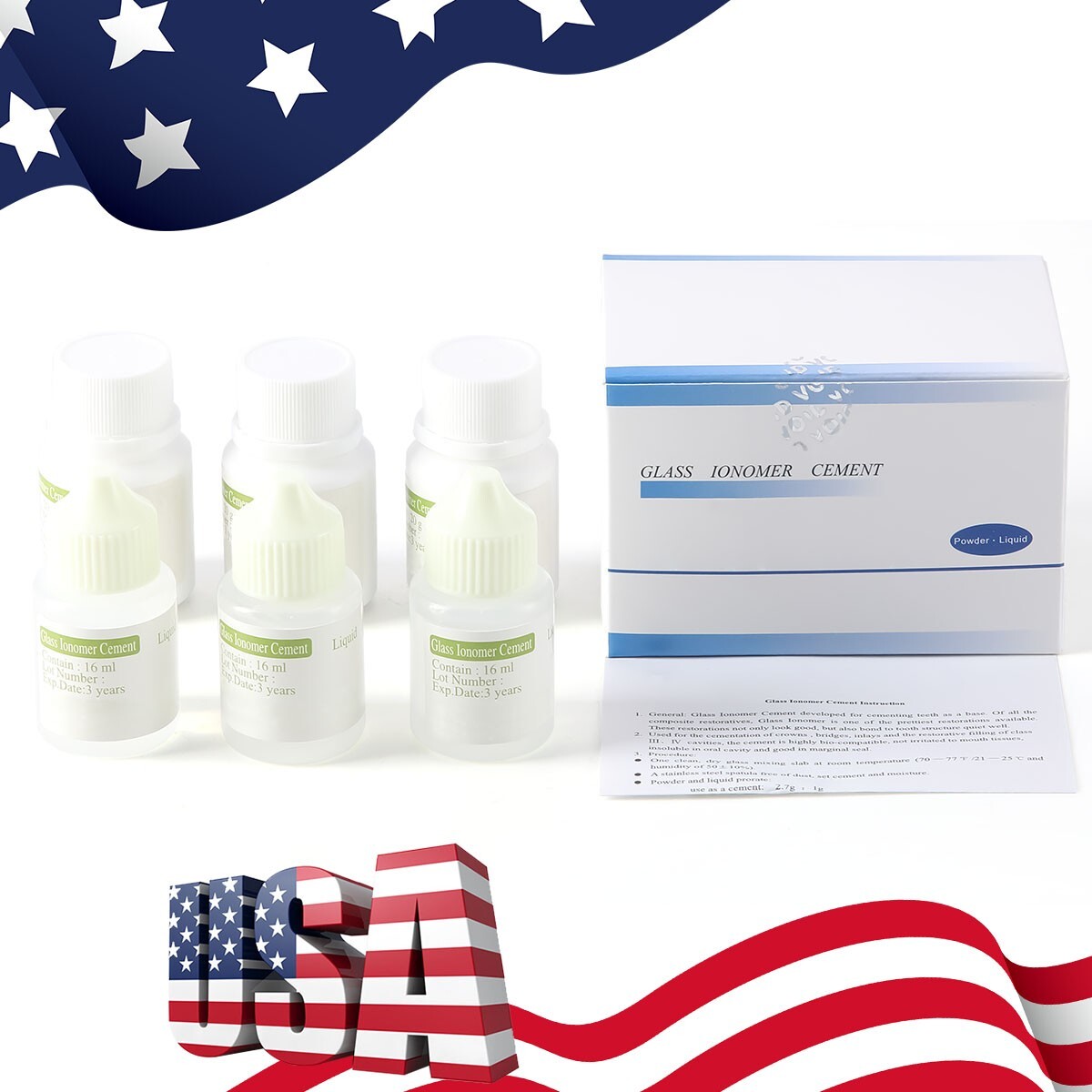 Dental Permanent Glass IonomerCement Lining Luting Glue For Crowns& Bridges
