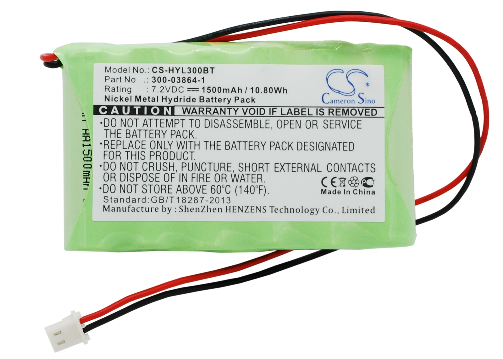 Cameron Sino 1500mAh Battery For Bentel BW64,Part Number BW-B72K;7.2V 10.80Wh