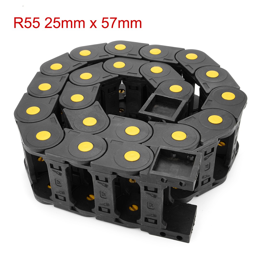 R55 25mm x 57mm Plastic Open Type Cable Wire Carrier Drag Chain 1M L Black