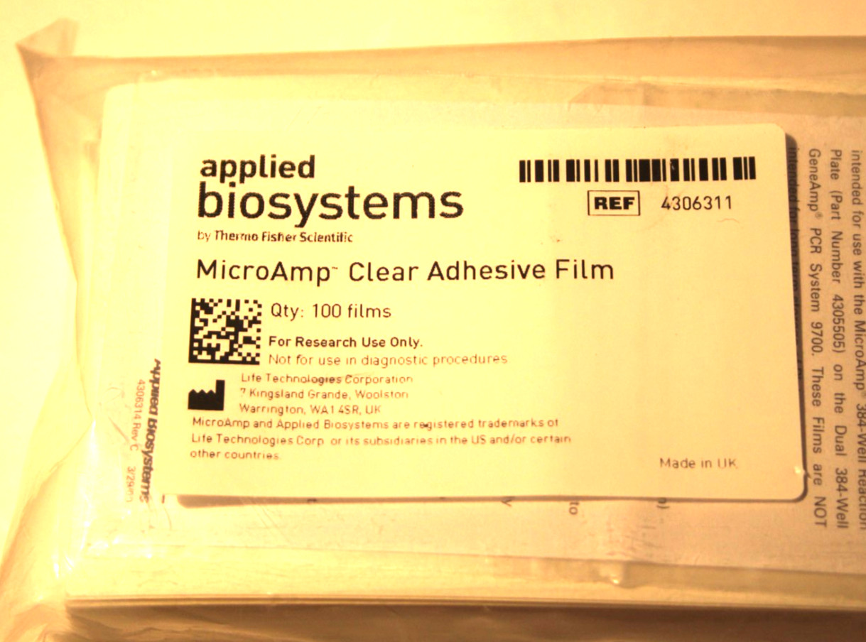 THERMO FISHER Applied Biosystems 4306311 MICROAMP CLEAR Adhesive FILM 100/BAG