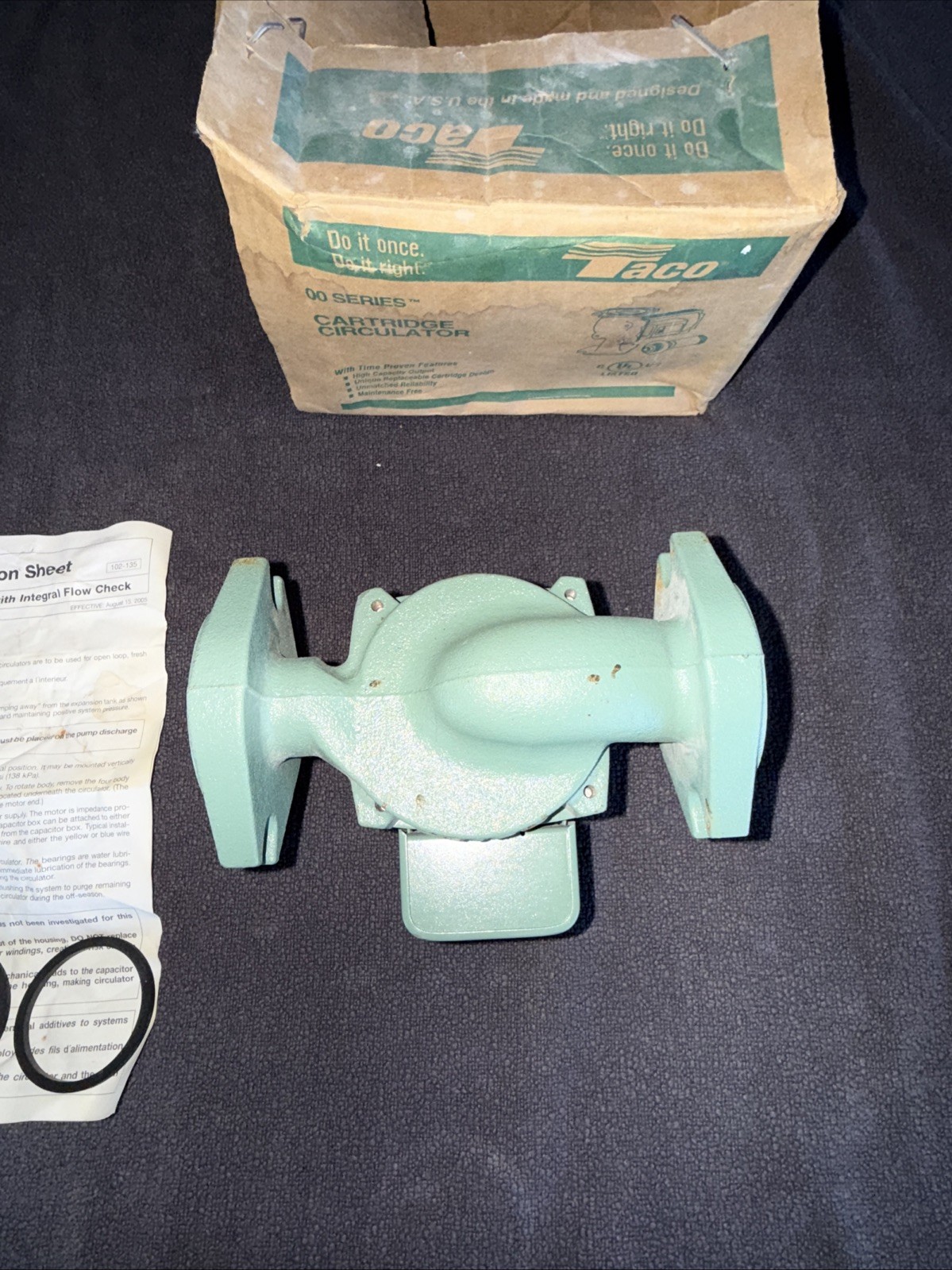 New Taco 00R-F6-1IFC Cast Iron Cartridge Circulator Pump Flanged, 1/25 HP 23 GPM