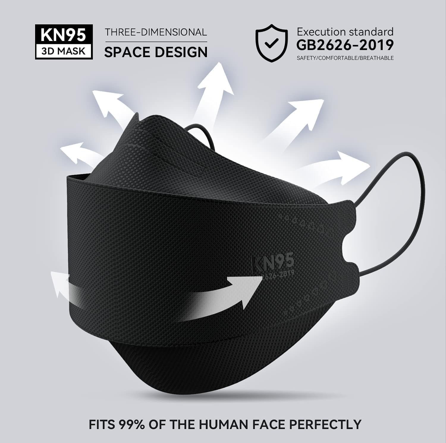 Stylish KN95 Face Masks – 50 Pack Disposable & Skin-Friendly for Teens & Adults