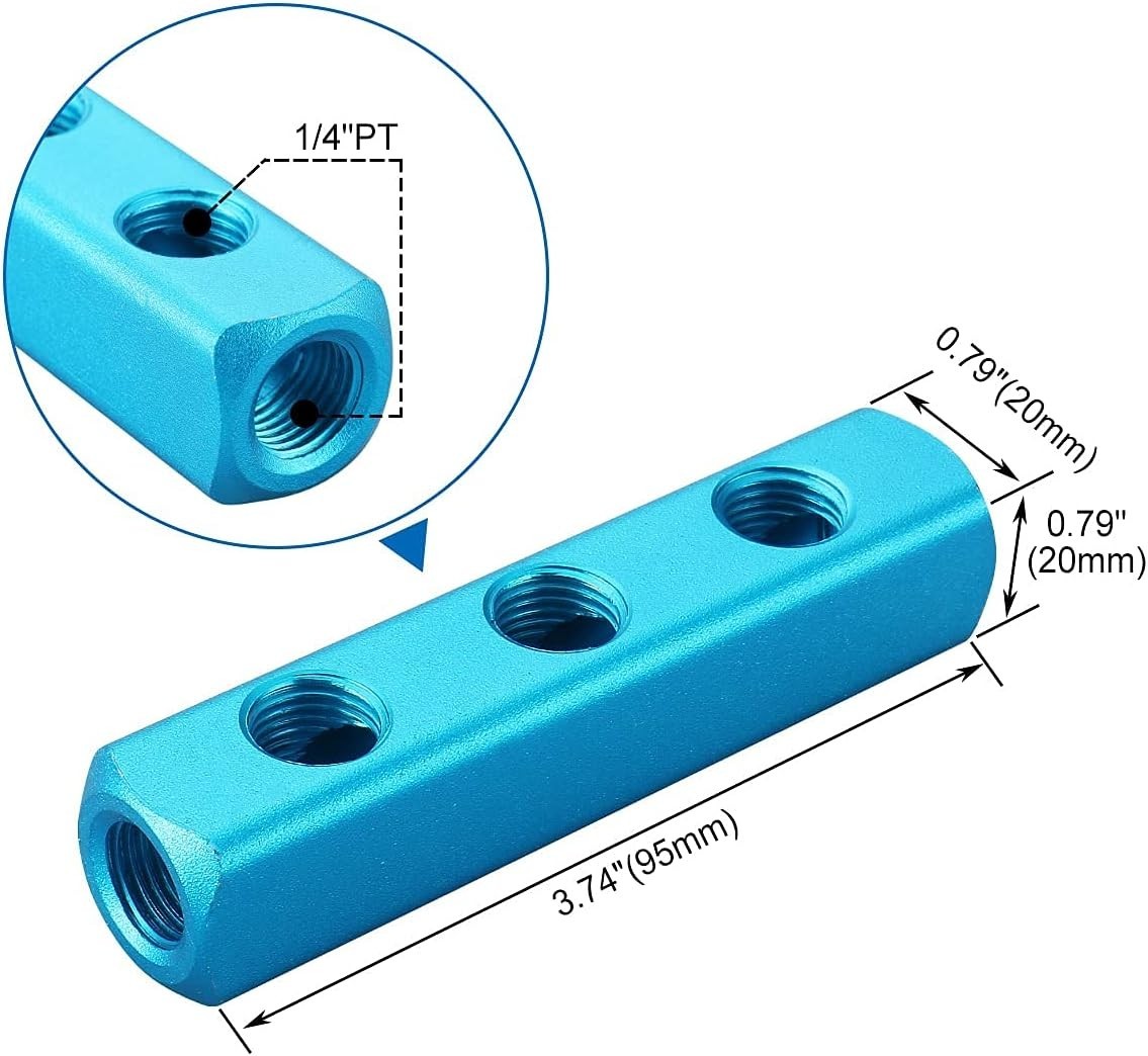 Precision Engineered Aluminum Manifold Block 3-Way 1/4″ PT – Leak-Proof Design