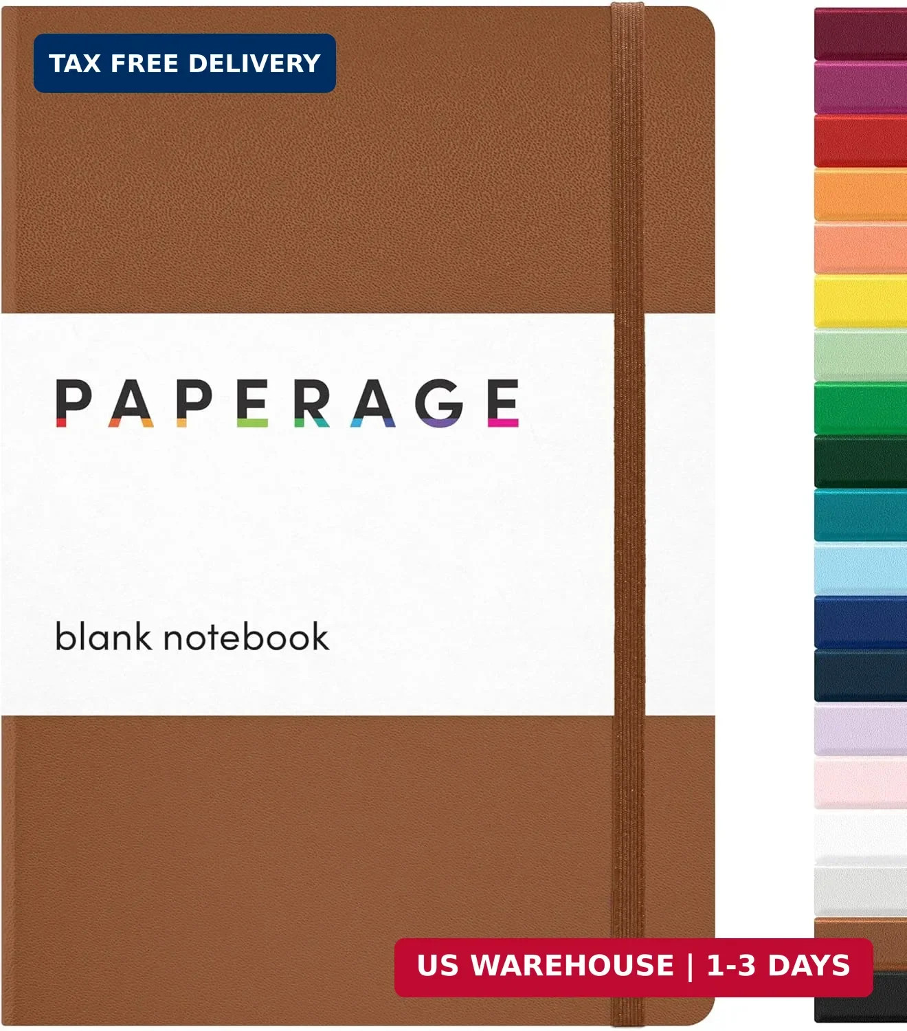 PAPERAGE Blank Journal Notebook, (Cognac), 160 Pages, Medium 5.6 in x 8 in – 100