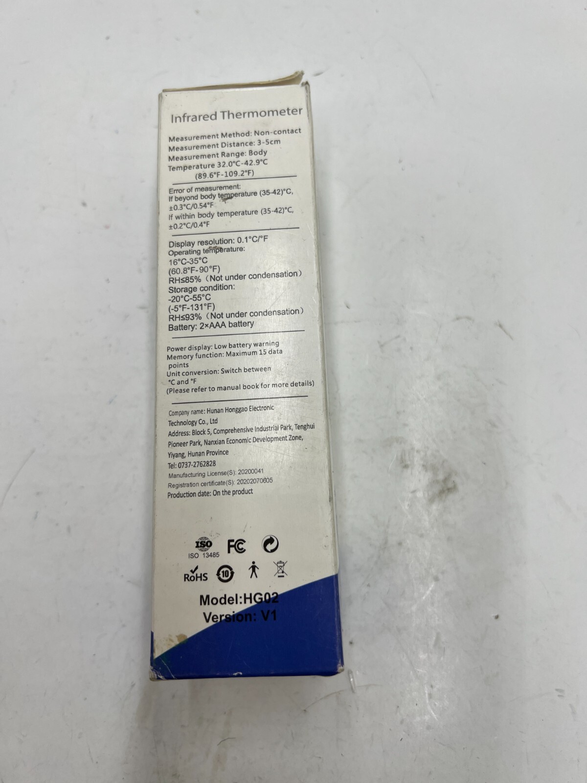 Infrared Forehead Non-Contact Thermometer HG02 V1 USES 2x AAA Battery