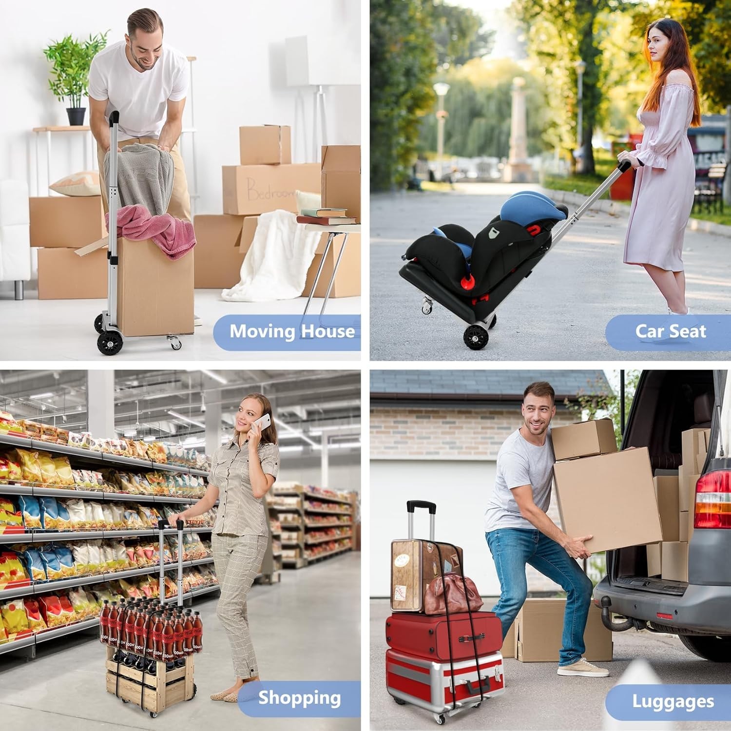 Durable 270LB Utility Luggage Cart – Foldable with No Assembly Required