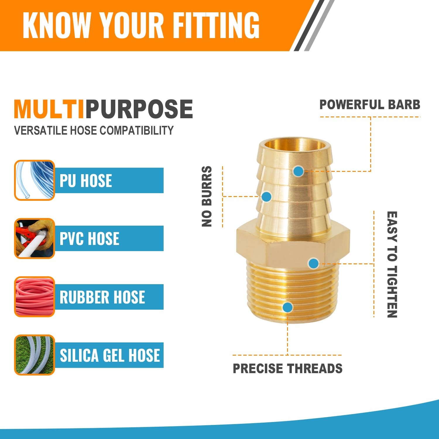 SUNGATOR 3/8» NPT Brass Hose Barb Fittings, 3/8» NPT Male Thread to 3/8 Inc…