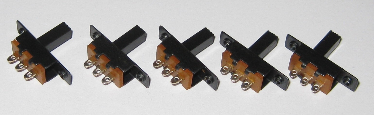 5 X 0.5A SPDT Miniature Panel Mount Slide Switch w/ Metal Body Long Lever 50 VDC