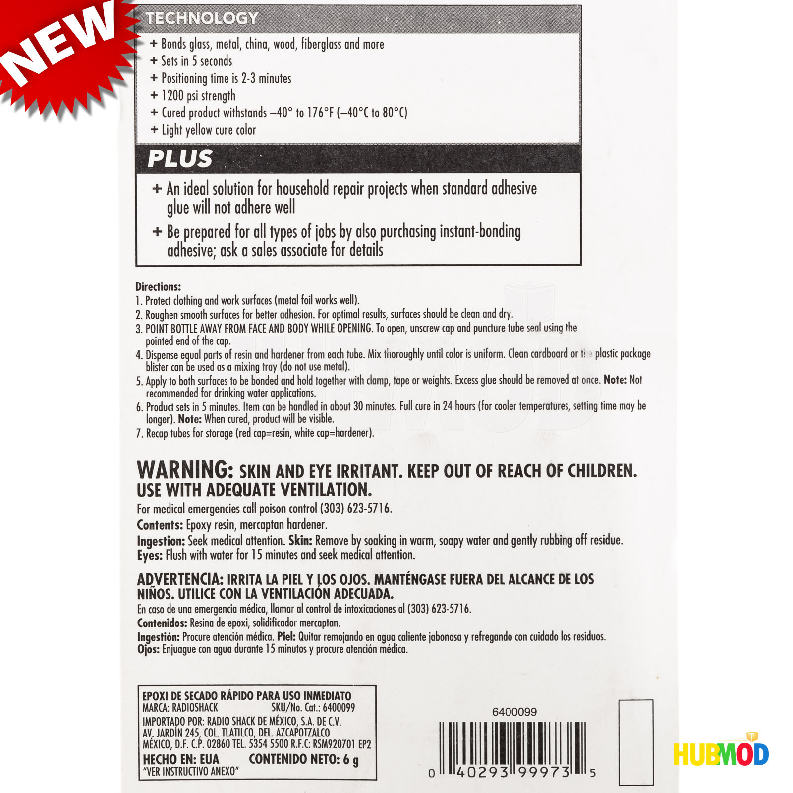 4X RadioShack 5-min Metal Glass Wood Epoxy All Purpose Bonding Super Glue .21oz