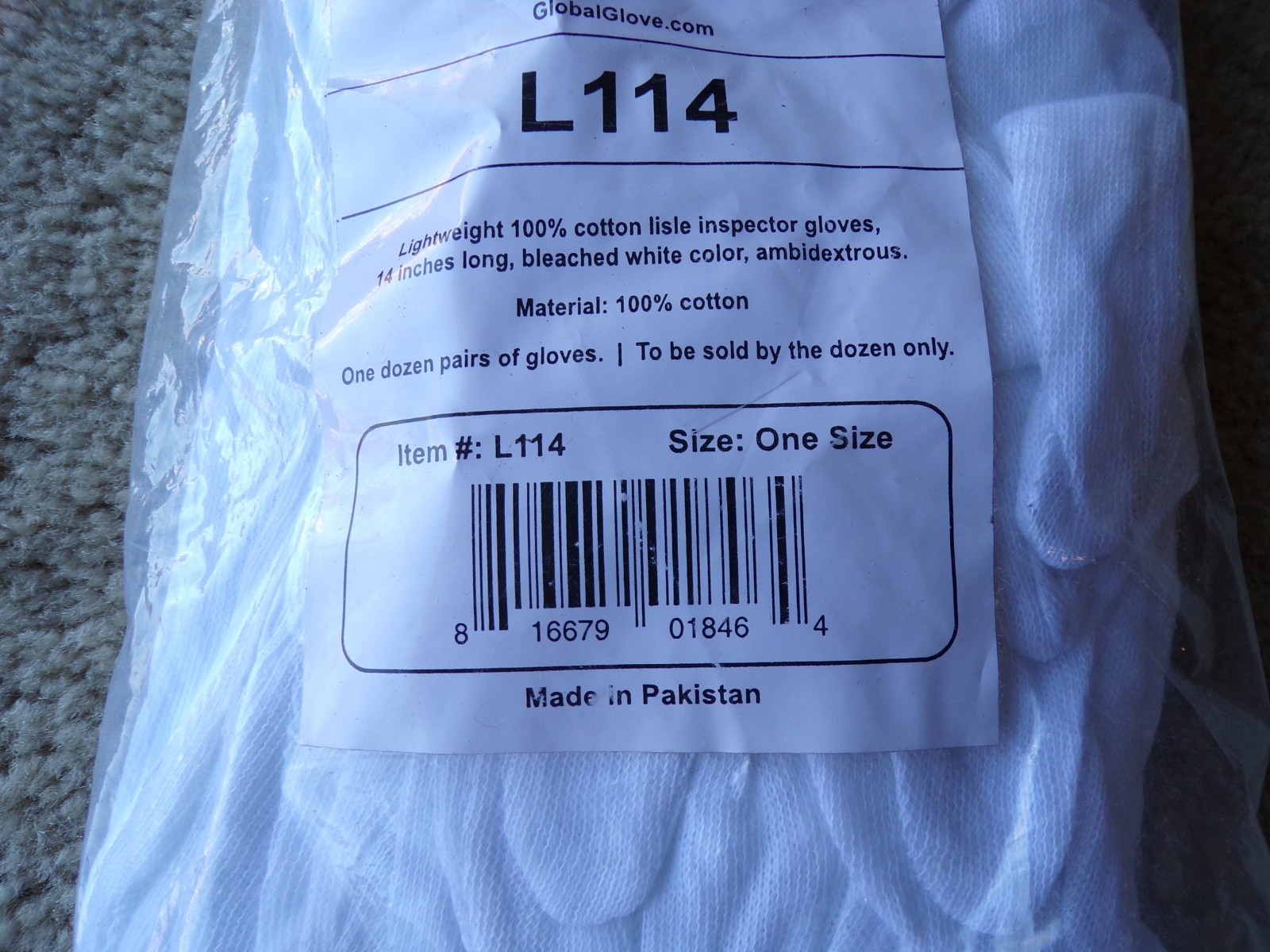 Global Glove L114 White Cotton Safety Gloves – 1 Dozen (12 Pairs) @d8