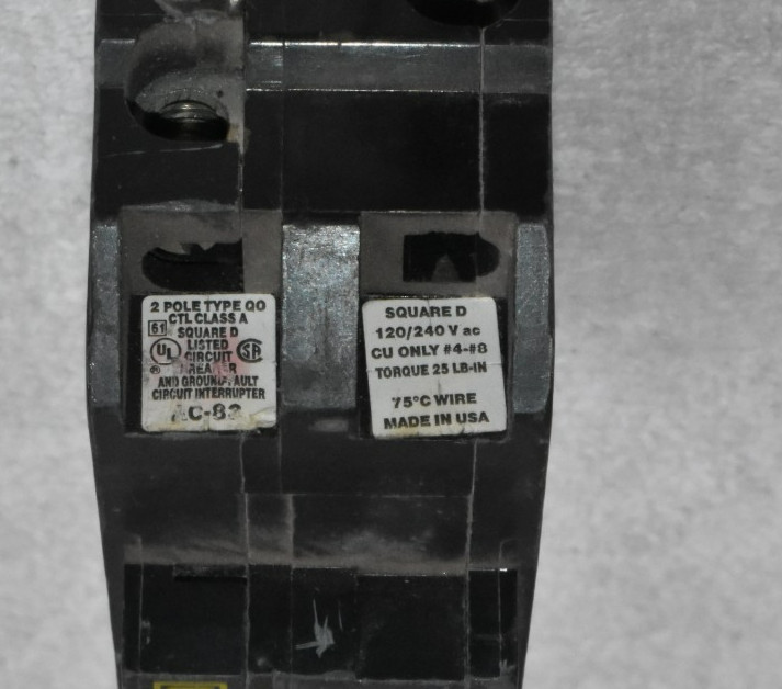 Square D QO250GFI Circuit Breaker 2-Pole 50A Ground Fault 120/240V