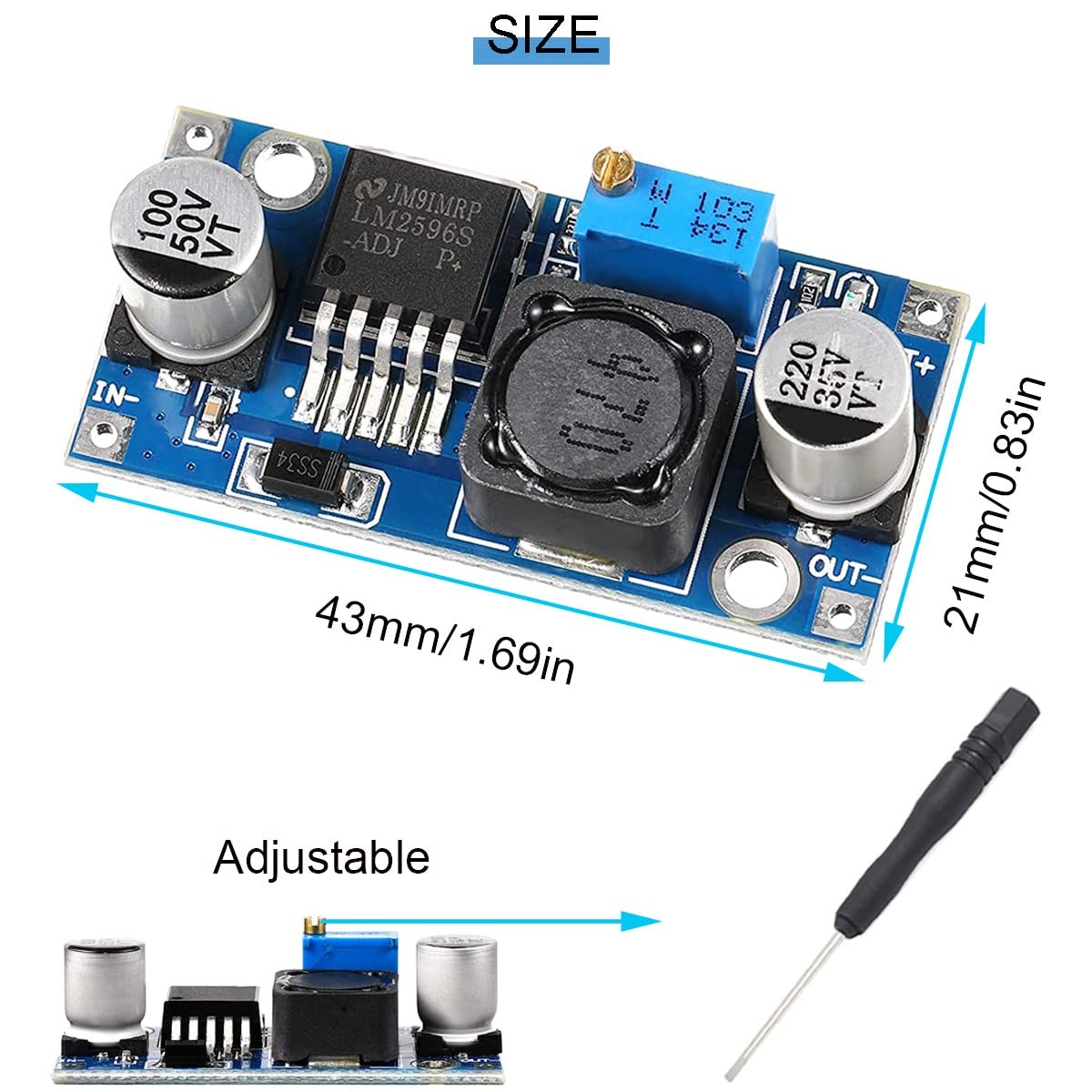 DKARDU 5 pcs LM2596S DC-DC 3.2-46V to 1.5-35V 3A Buck Converter Adjustable St…