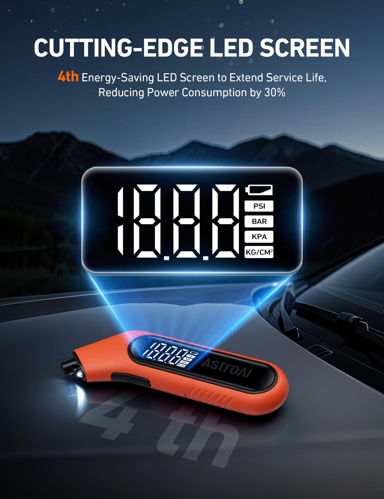 AstroAI Digital Tire Pressure Gauge 3-300PSI Calibrated to 2 Pack, Orange