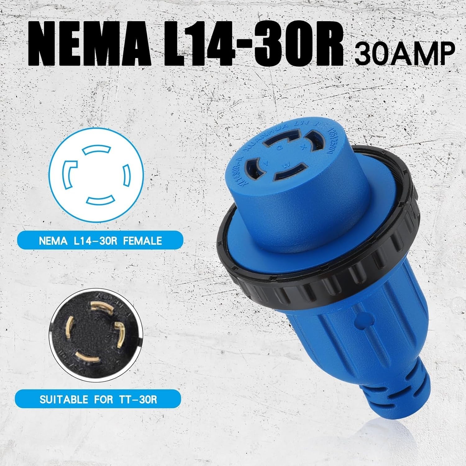 25 ft TT-30P to L14-30R Generator Transfer Switch Adapter Cord, 30 Amp TT-30P Ma
