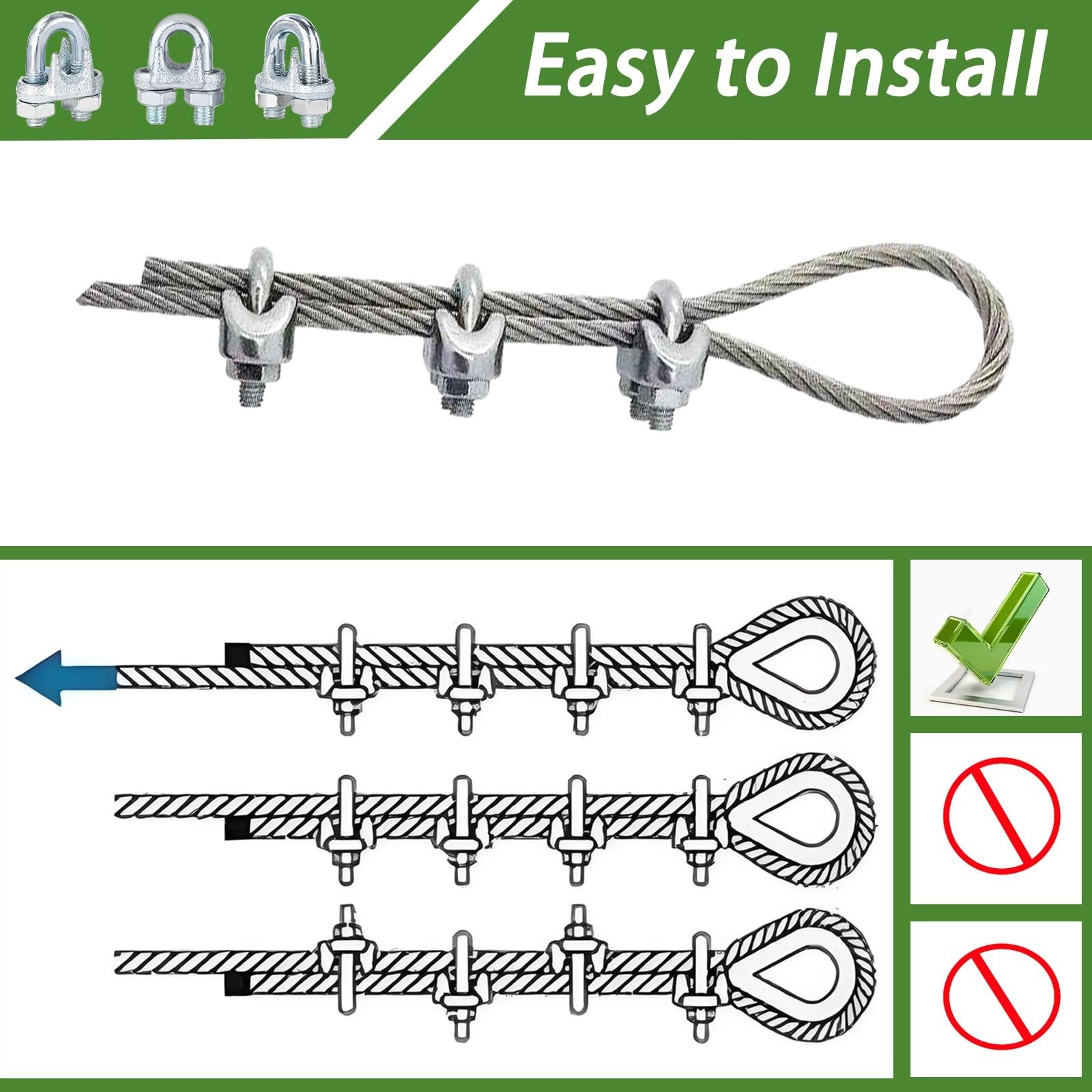 30PCS M5 Heavy Duty Wire Rope Clamps, 3/16-Inch Zinc Plated Wire Cable Clamps…