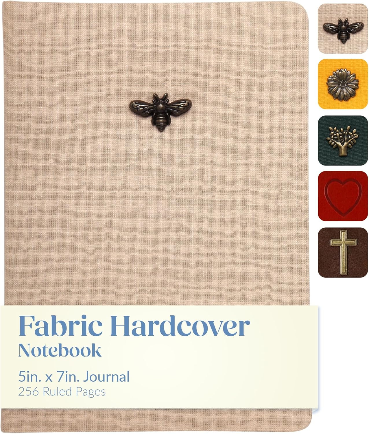 WORLD TRAVELER Eccolo Sand Bee Emblem Blank Lined Journal Notebook, 256 Ruled Pa