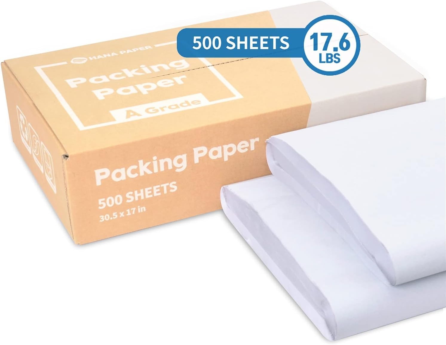 500 Sheets 30.5″ x 17″ Large A-Grade Packing Paper – Ideal for Moving & Shipping