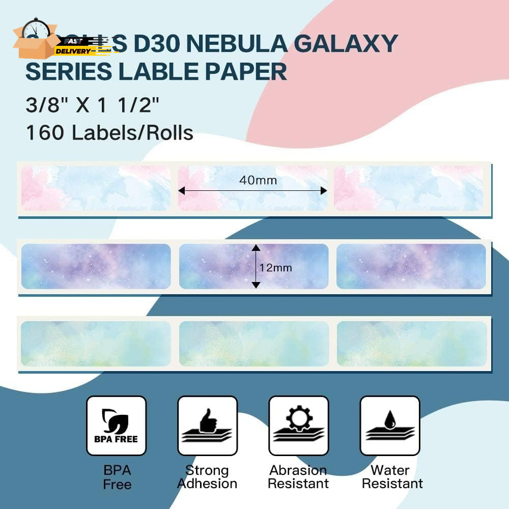 Phomemo D30 Labels 12×40Mm Starry Night Self-Adhesive Thermal D30 Label Maker T