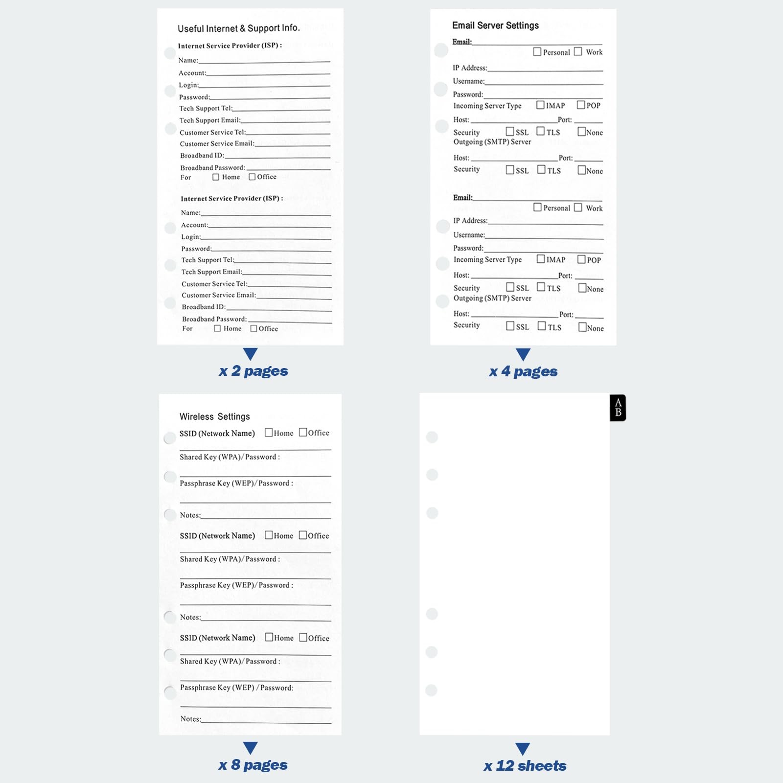 A6 Password Book Refills – 576 Entires Refill Pages With Tab
