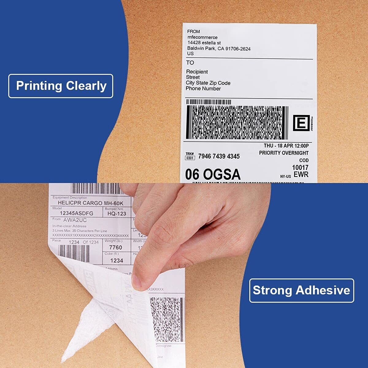 500 4×6 Fanfold Direct Thermal Shipping Labels for Zebra, Rollo, MUNBYN Printers