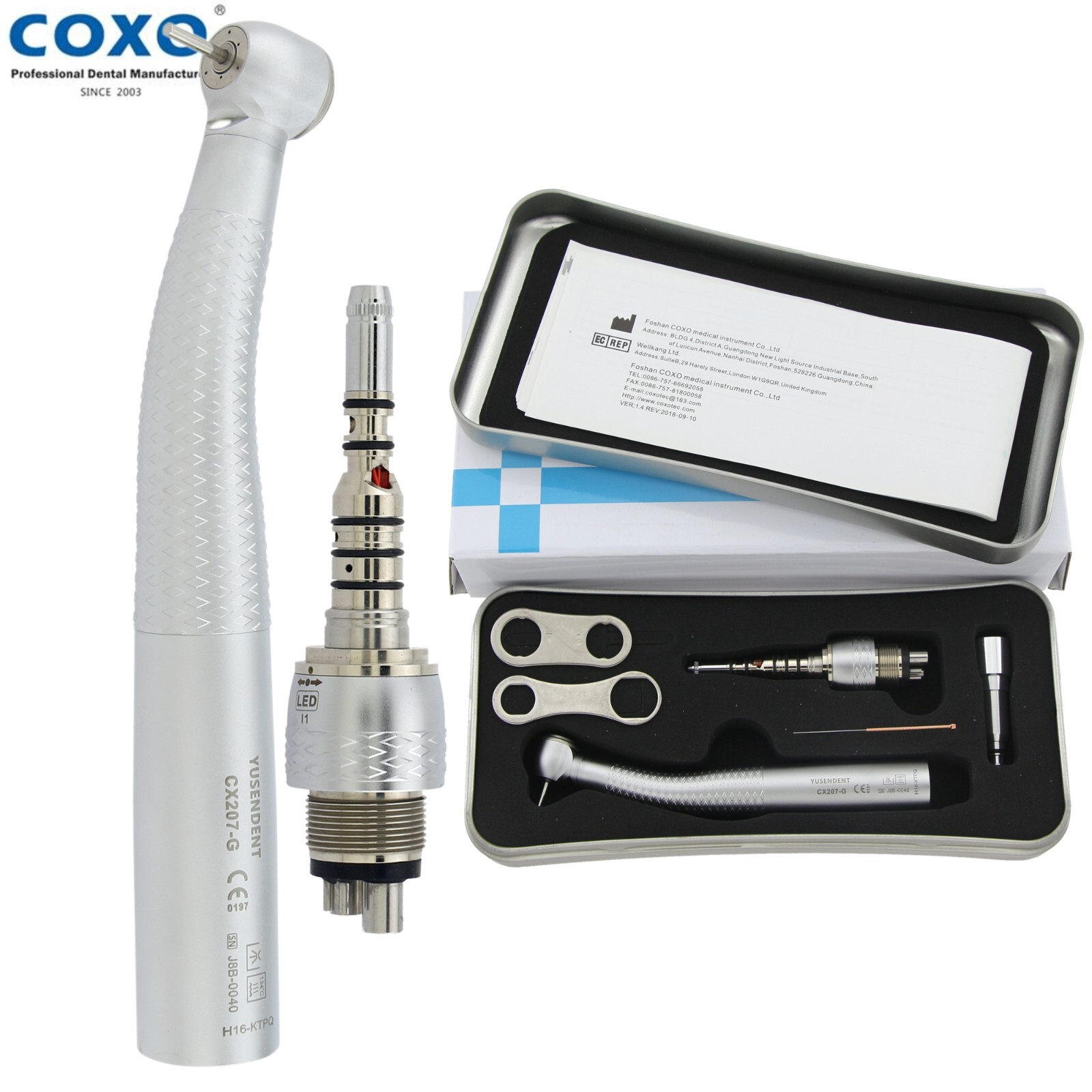 COXO Dental Handpiece High Speed CX207-G Fiber Optic Kavo Multiflex Coupler 4 6