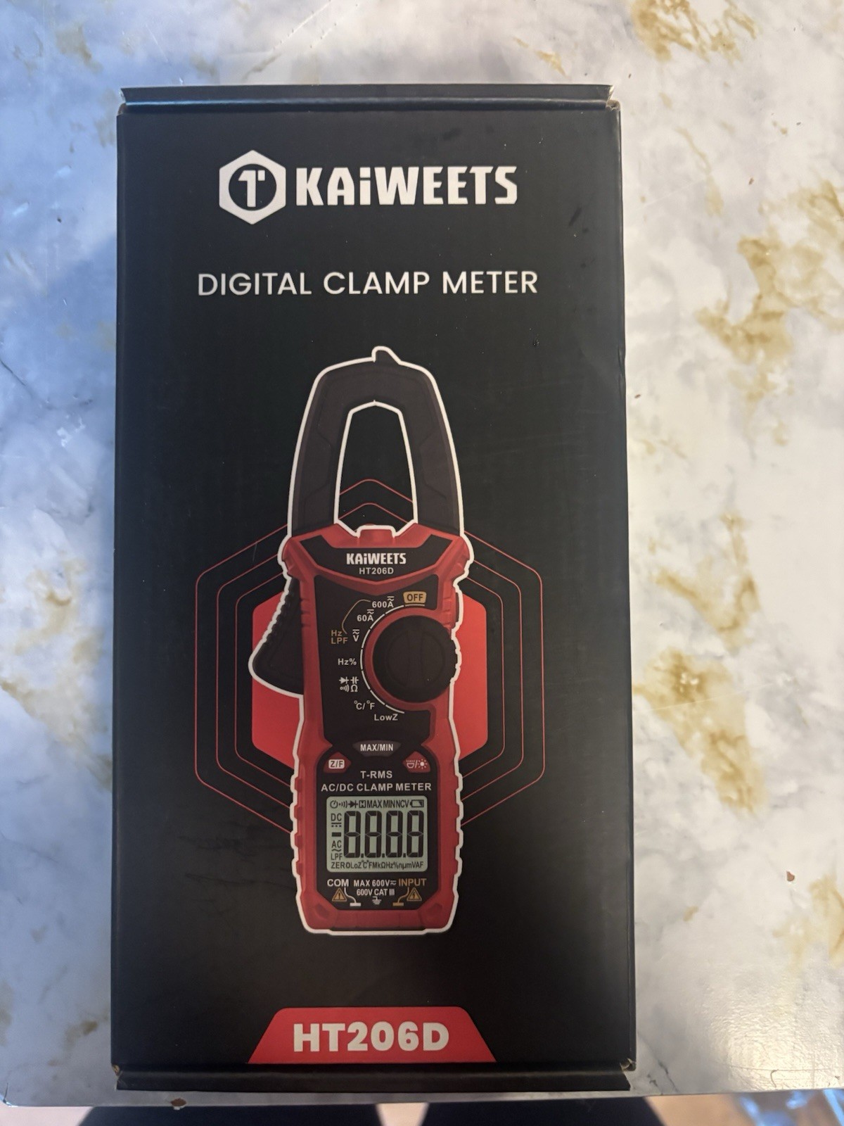 KAIWEETS HT206D AC/DC Current Voltage Digital Amp Meter Multimeter & Test Lead