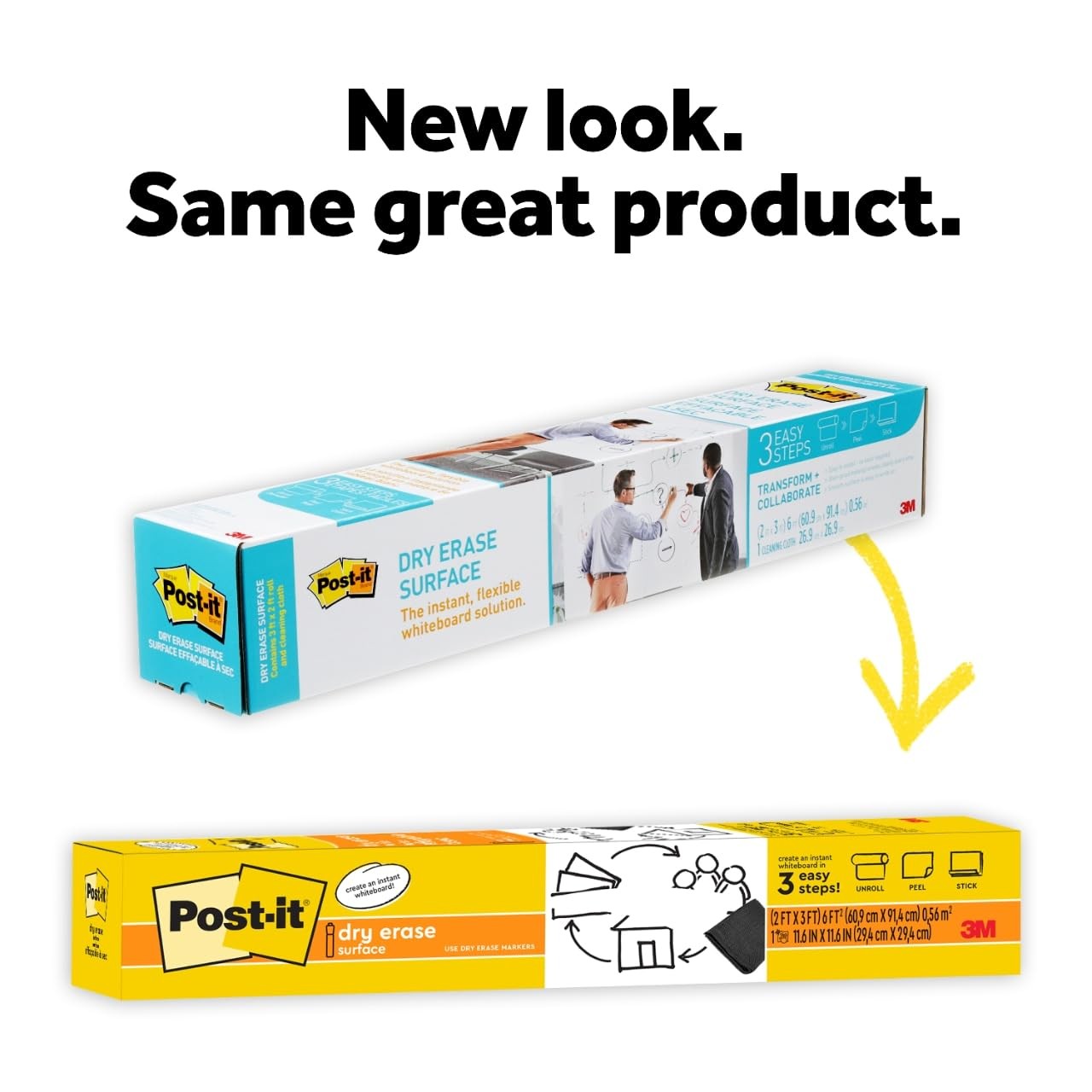 Post-it Dry Erase Whiteboard Film Surface for 4″W x 25.6″H, 3 Ft X 2