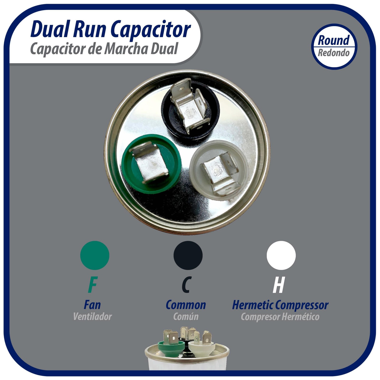 Appli Parts Dual Run Capacitor for ac 25+5 Mfd uF (microfarads) 370VAC or 450VAC