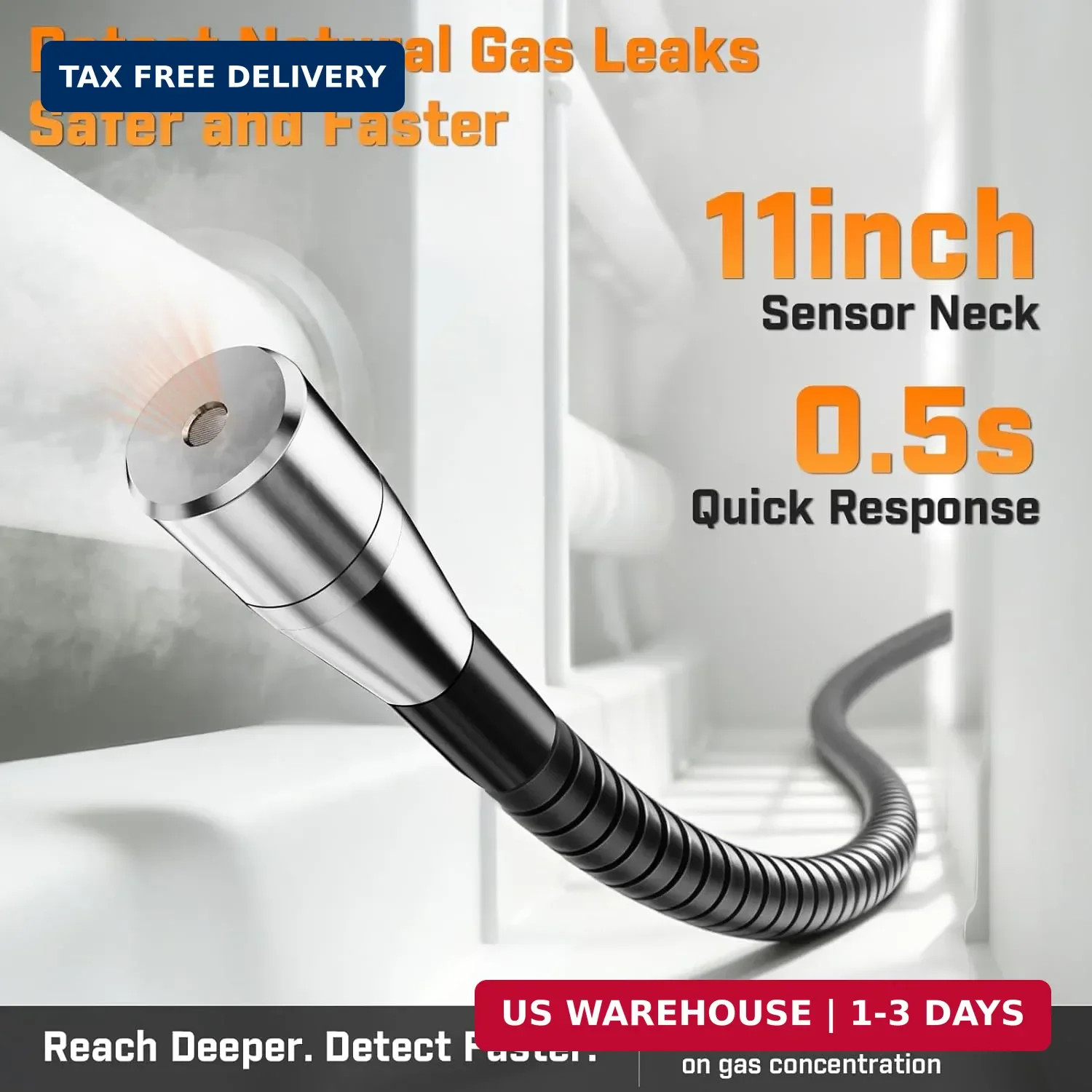 Natural Gas Leak Inspection Tool – Handheld Combustible Gas Sniffer with 11-Inch