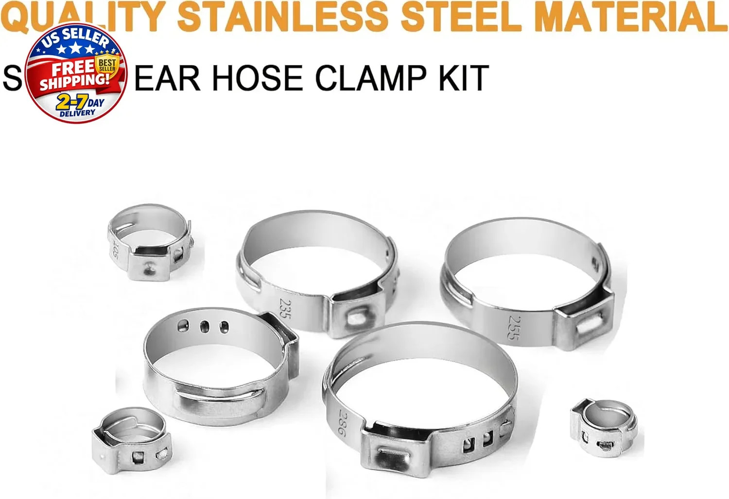 Binifimux Single Ear Hose Clamps, Oetiker Clamps, 92Pcs(6.0Mm-22.6Mm) Crimp Pipe