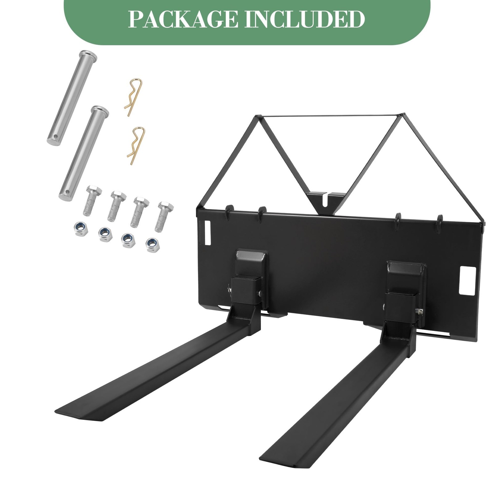 46″ Heavy-Duty Tractor Pallet Forks, Quick Attach Bucket Fork Skid Steer Loader