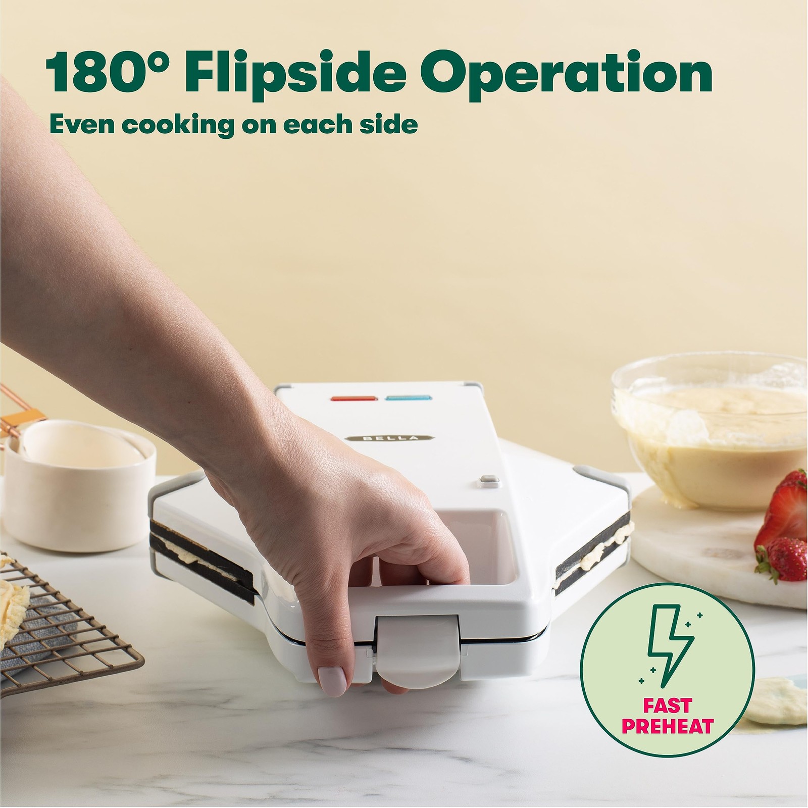 Bella Bubble Waffle Maker For Hong Kong Style Breakfast Dessert 9 Waffles Keto