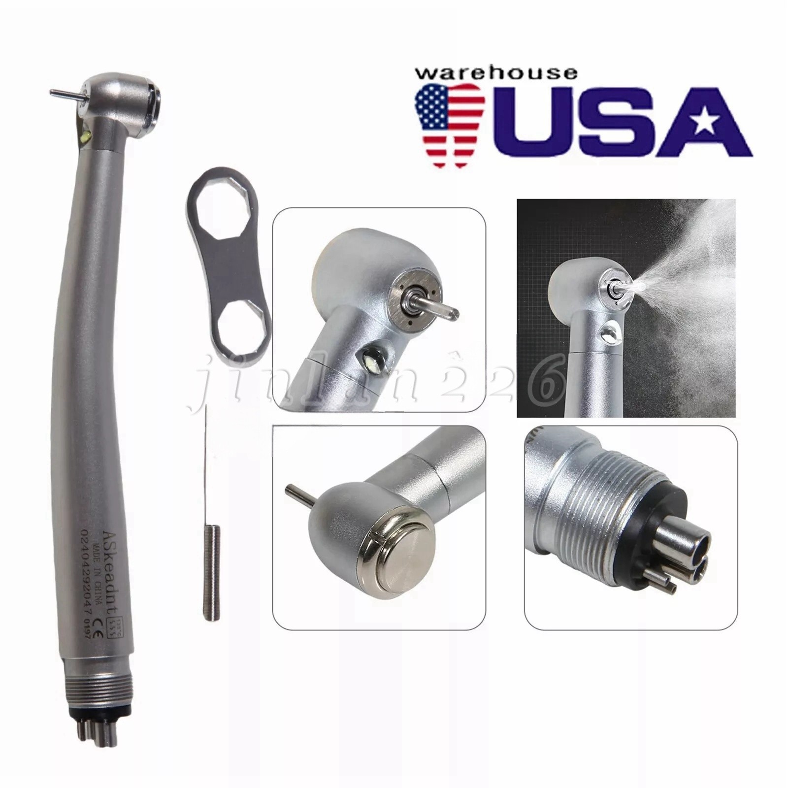 Dental LED E-Generator Fiber Optic High Speed Handpiece 4 Hole NSK Style