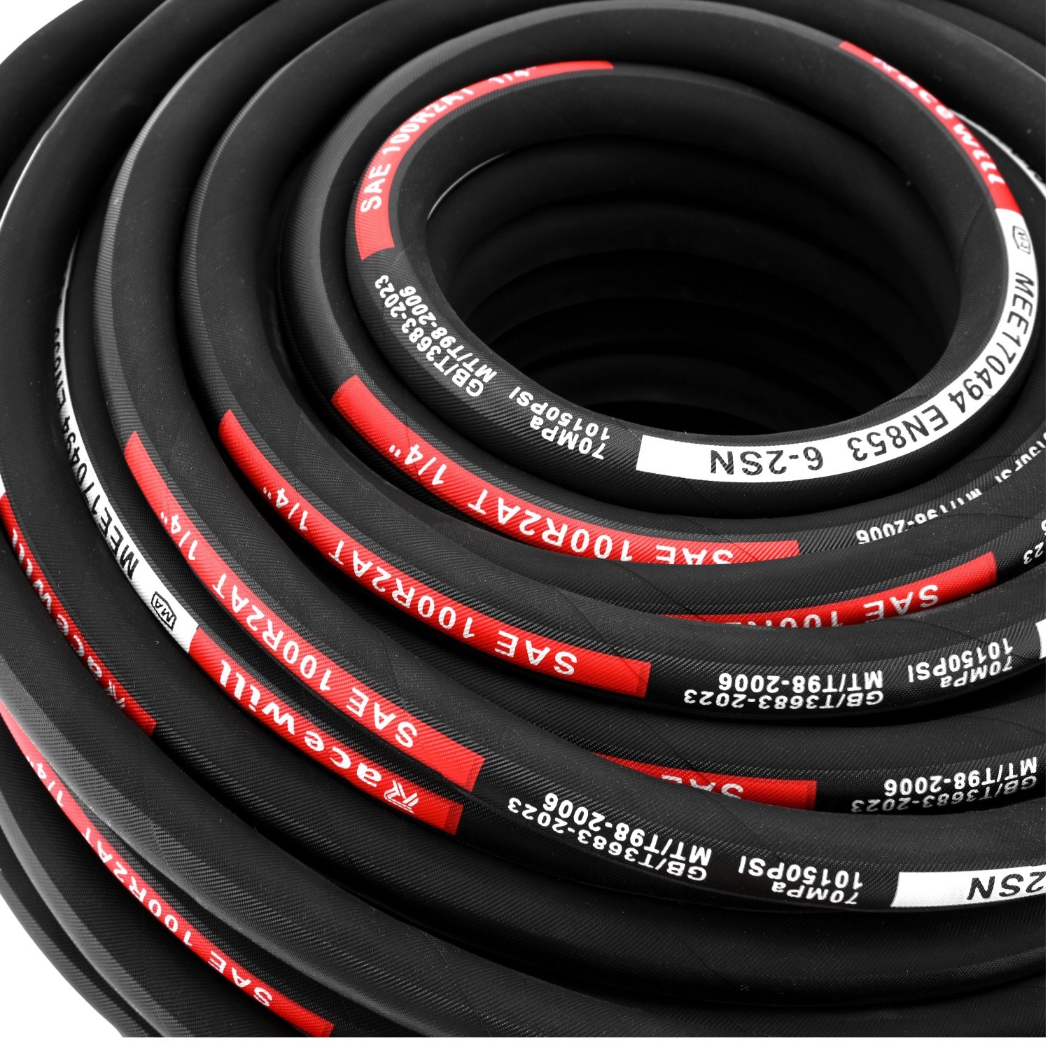 1/4″ 100′ HYDRAULIC HOSE TWO WIRE HOSE FLEXIBLE 70MPa / 10150PSI WITH 24 FITTING