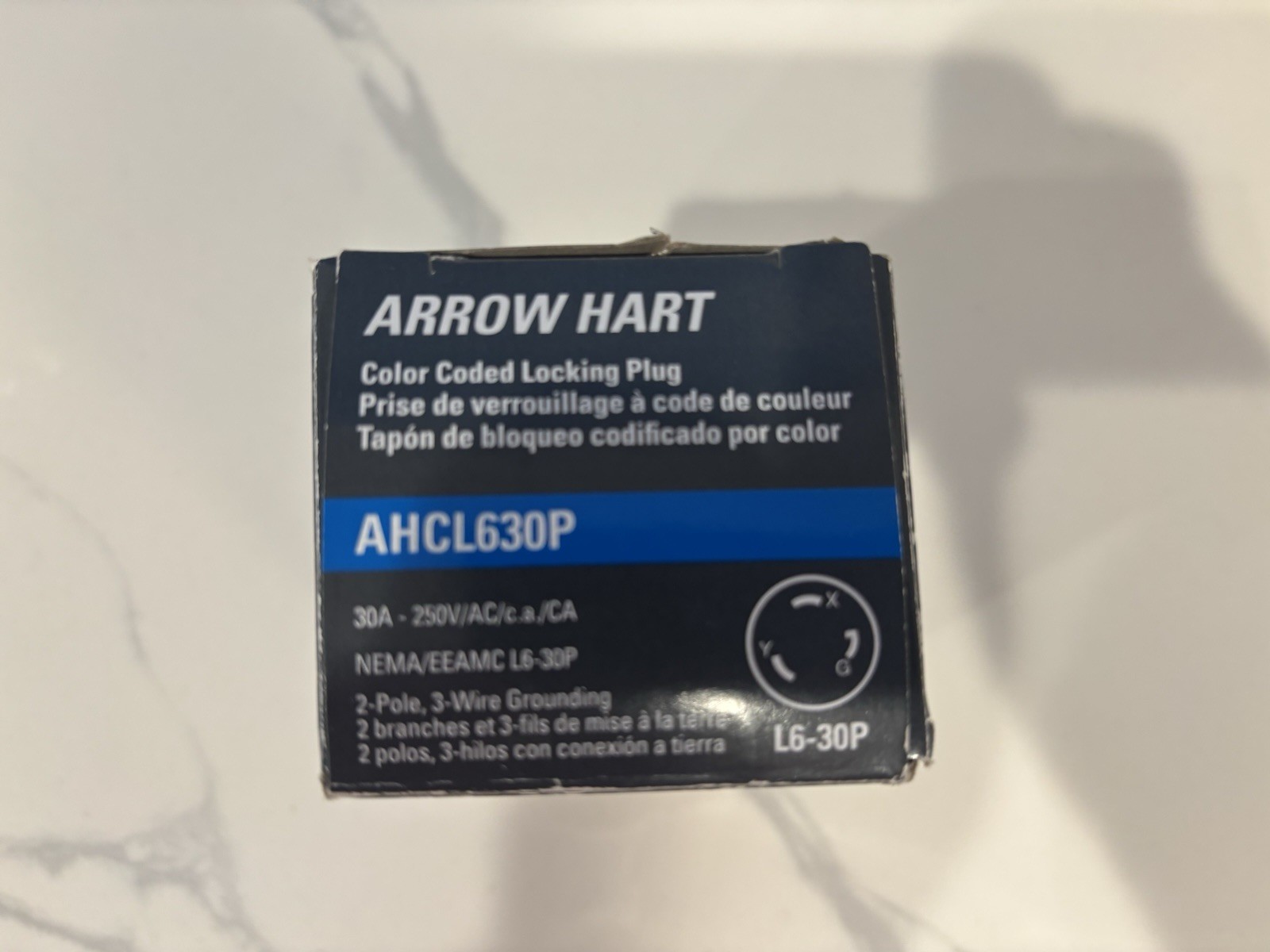 Eaton AHCL630P Industrial Locking Plug L6-30P 30A 250V Blue/Black Arrow Hart