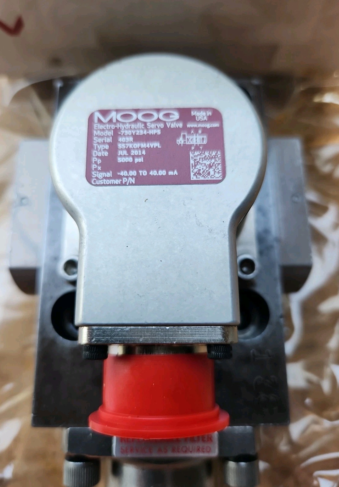 MOOG -730Y-234-HP5 SERVO VALVE WITH TEST REPORT